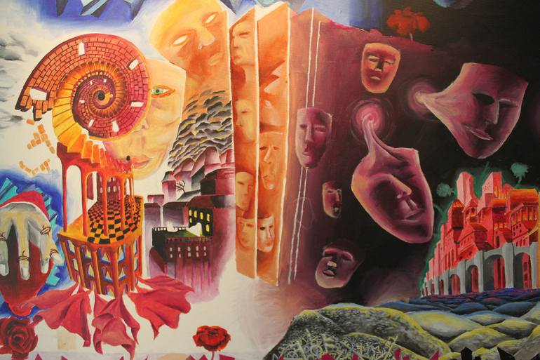 Original Surrealism Outer Space Painting by Adomas Storpirstis