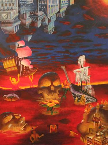 Print of Surrealism Ship Paintings by Adomas Storpirstis