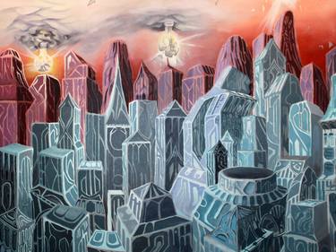 Print of Surrealism Cities Paintings by Adomas Storpirstis