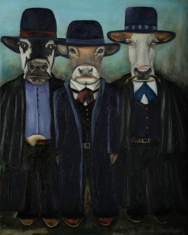 Print of Fine Art Cows Paintings by Leah Saulnier