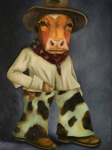 Print of Figurative Cows Paintings by Leah Saulnier
