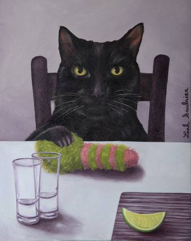 Print of Surrealism Cats Paintings by Leah Saulnier