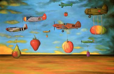 Original Surrealism Airplane Paintings by Leah Saulnier