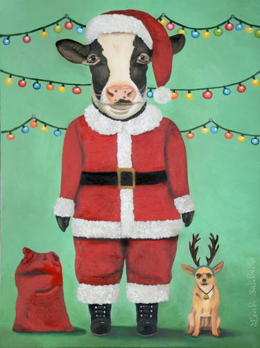 Print of Cows Paintings by Leah Saulnier