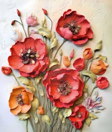 Print of Abstract Floral Mixed Media by OLena Art