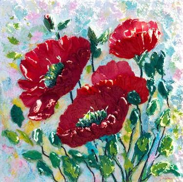 Three-Dimensional Poppies: An Impasto Creation thumb