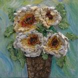 Sculpted Peonies in Teal by OLena  Art