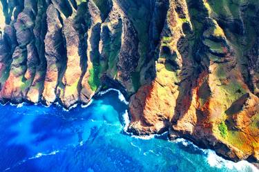 Aerial view of the Napali Coastline in Hawaii thumb