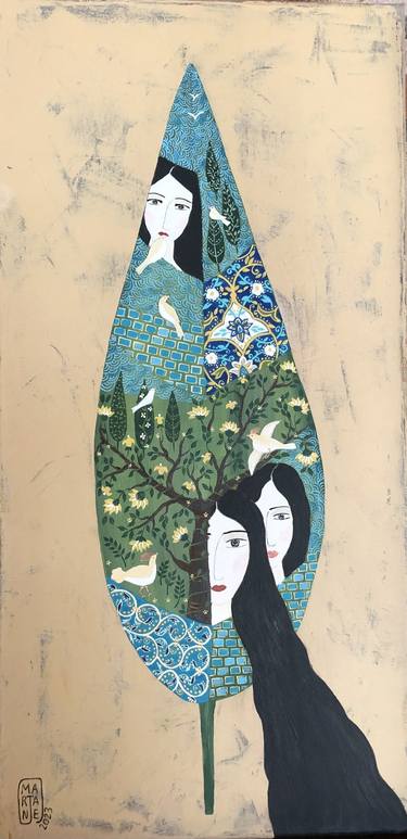 Original Abstract Expressionism Women Painting by Marjane Saidi