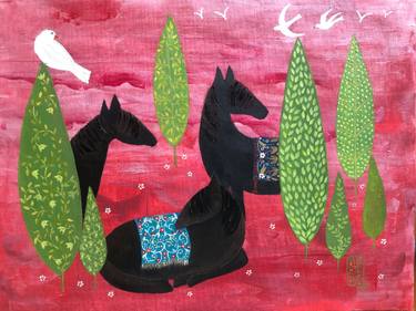 Original Conceptual Garden Painting by Marjane Saidi