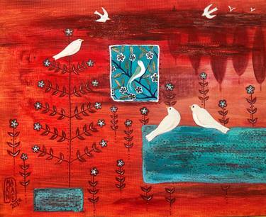 Original Abstract Expressionism Fantasy Painting by Marjane Saidi