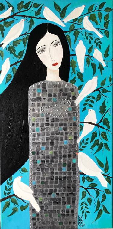 Original Art Deco Women Paintings by Marjane Saidi