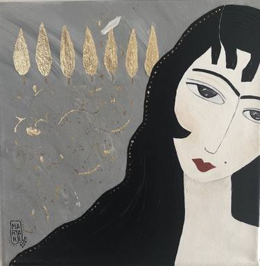 Original Art Deco Portrait Paintings by Marjane Saidi