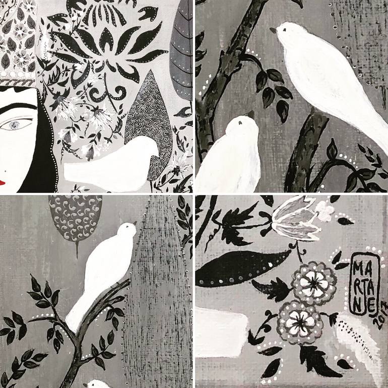 Original Abstract Expressionism People Painting by Marjane Saidi