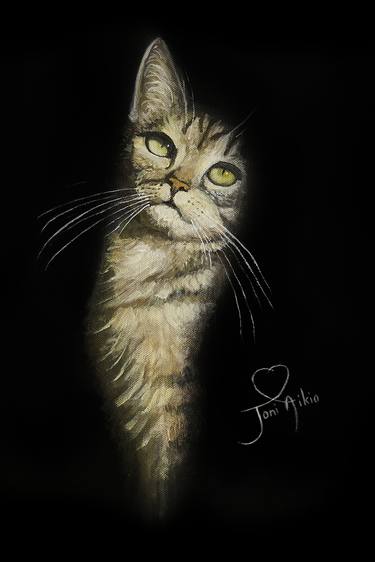 Cat painting - Cat in the shadows thumb