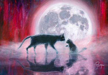 Cat painting - Full moon thumb