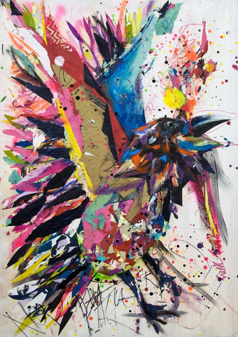 Rainbow Crow Painting by Essi Zimm | Saatchi Art