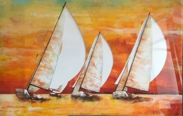 Original Abstract Expressionism Sailboat Paintings by Jessica Darch
