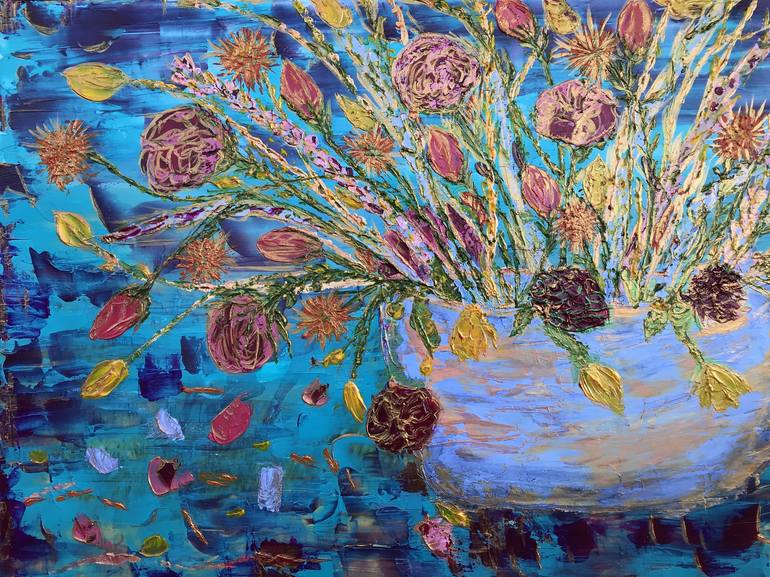 Original Abstract Floral Painting by Deprise Brescia