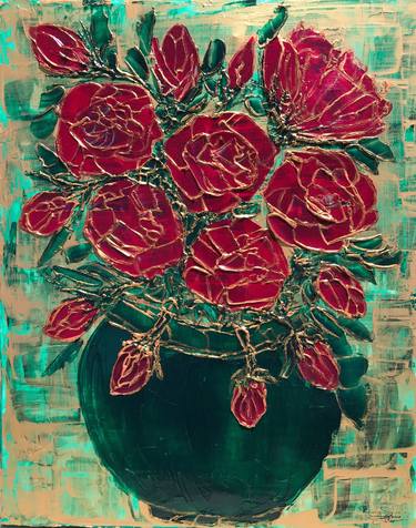 Red Roses Green Vase thumb