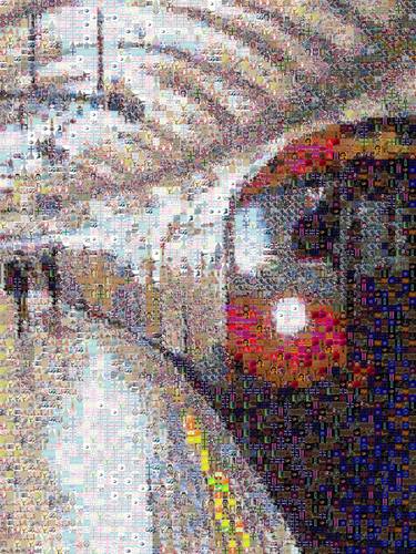 Original Abstract Train Collage by Sara Sutton