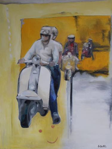 Print of Modern Motorcycle Paintings by Sara Sutton