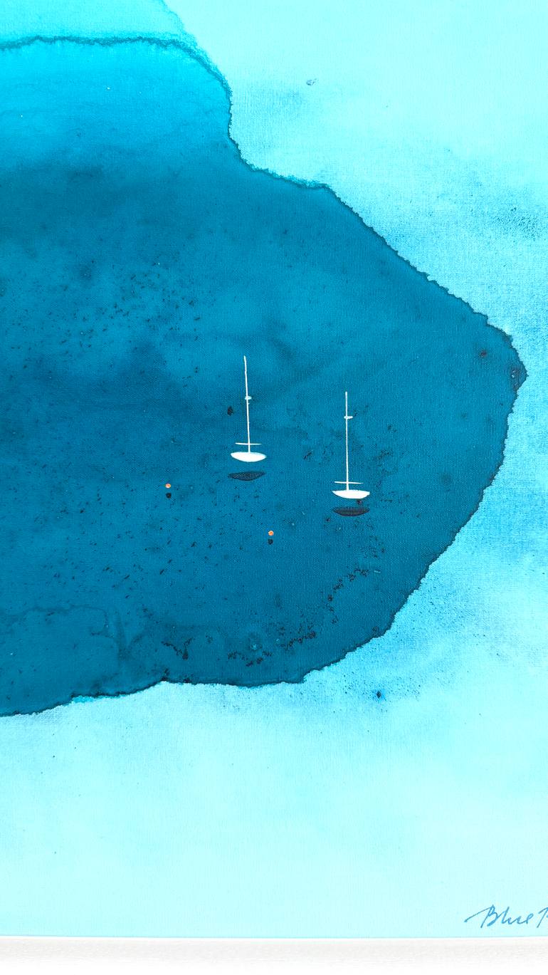 Original Abstract Sailboat Painting by Yuliya Martynova