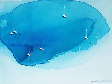 Original Abstract Sailboat Paintings by Yuliya Martynova