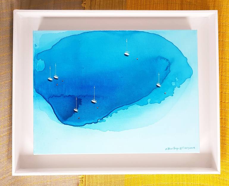 Original Abstract Sailboat Painting by Yuliya Martynova