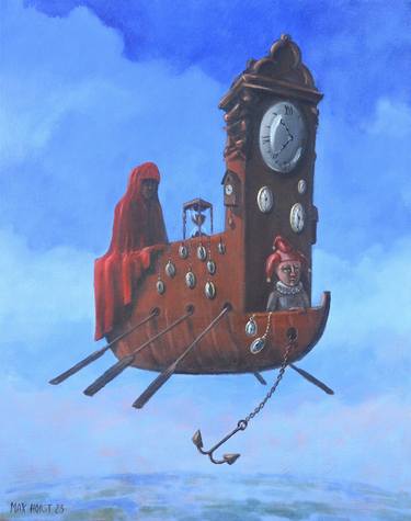 Original Surrealism Ship Paintings by Max Horst