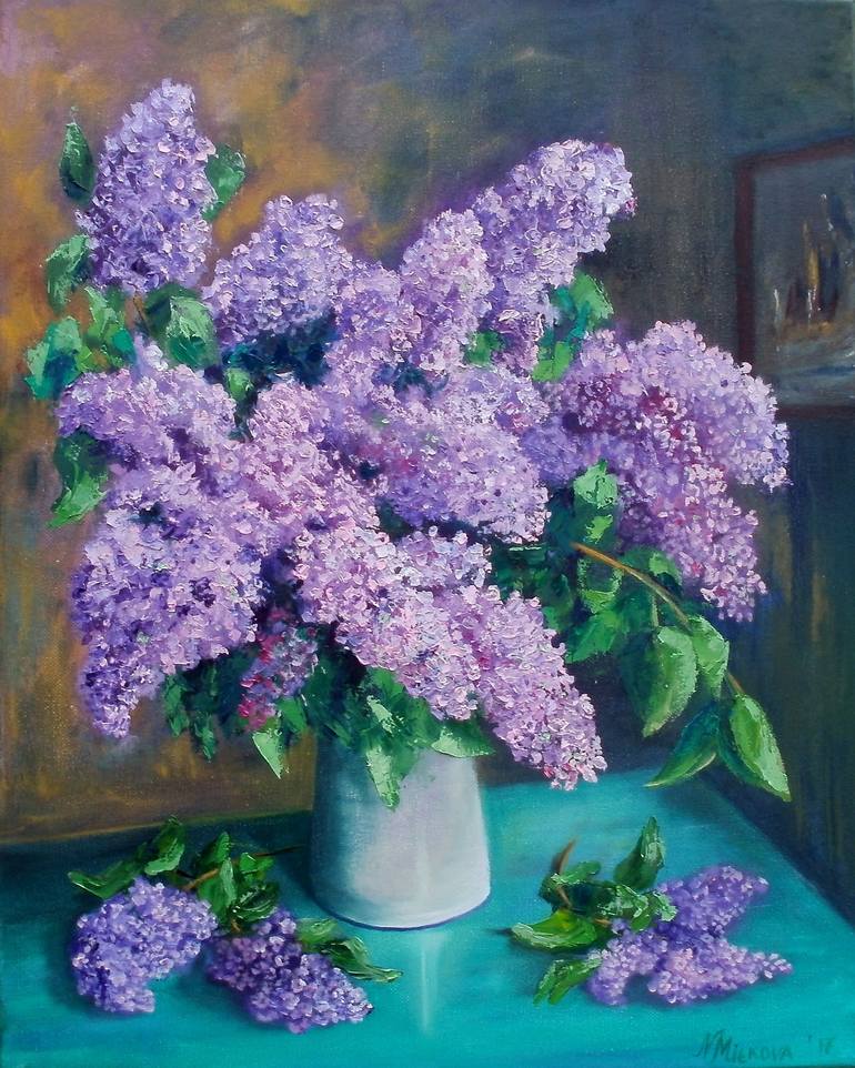 Katy's Lilac Painting by Nina Mitkova | Saatchi Art