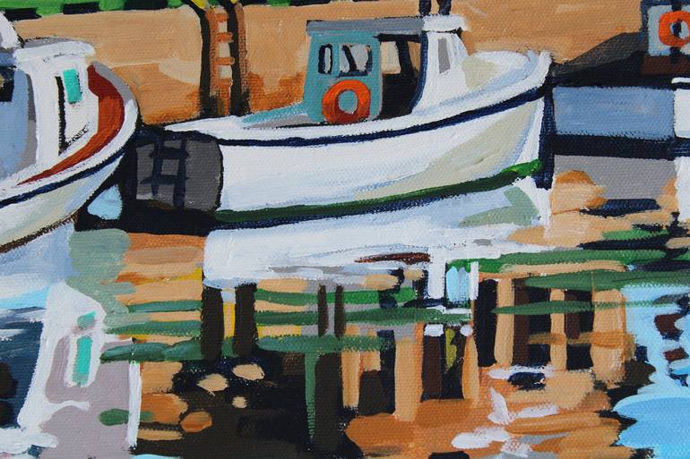 Original Impressionism Boat Painting by Melinda Patrick