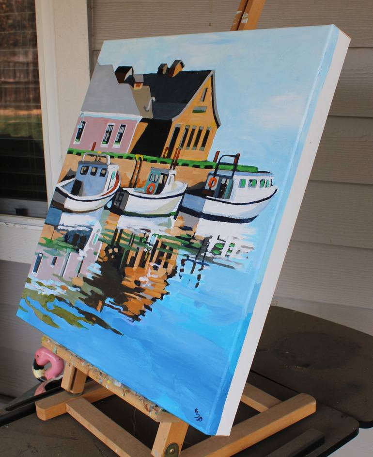 Original Impressionism Boat Painting by Melinda Patrick