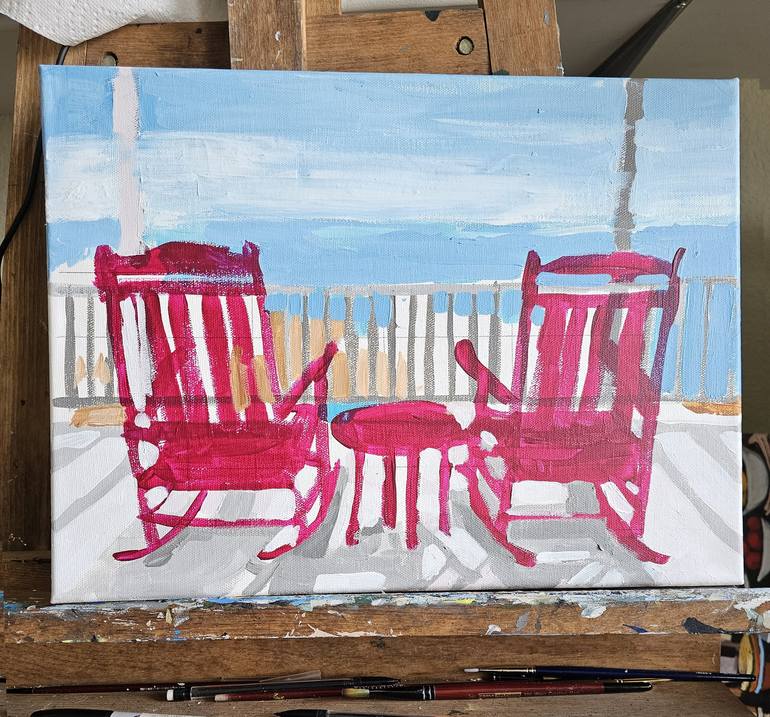 Original Impressionism Beach Painting by Melinda Patrick