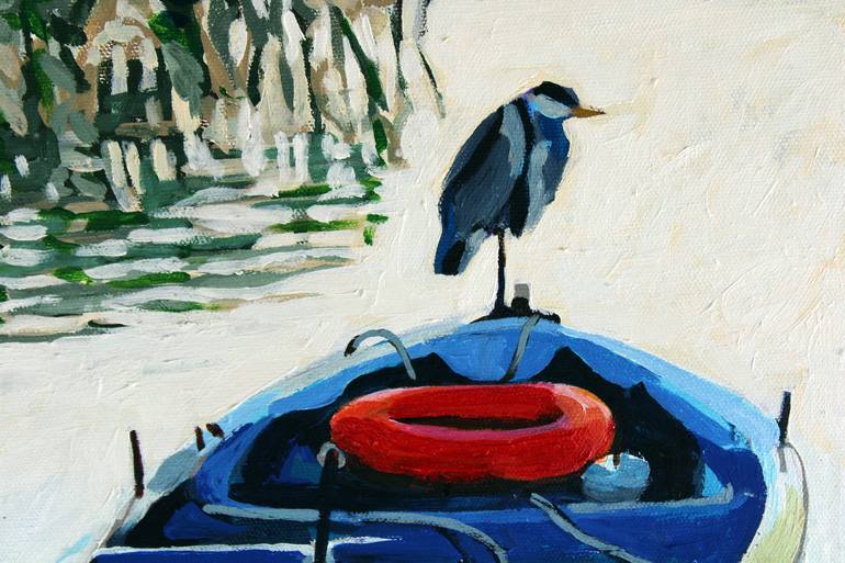 Original Impressionism Boat Painting by Melinda Patrick