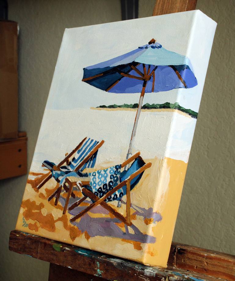 Original Impressionism Beach Painting by Melinda Patrick