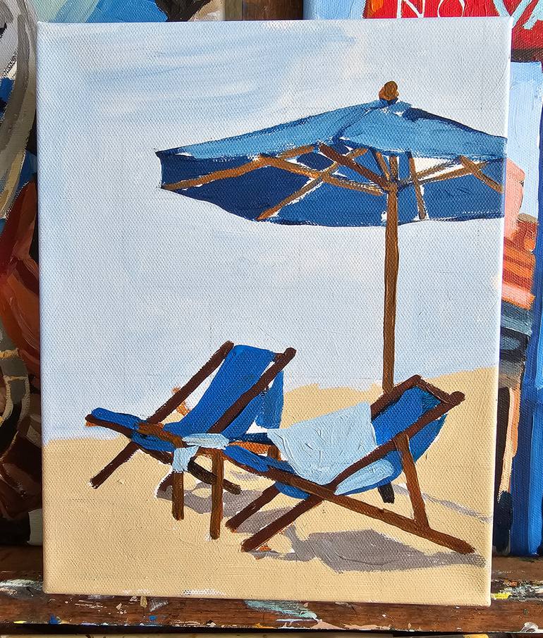 Original Impressionism Beach Painting by Melinda Patrick