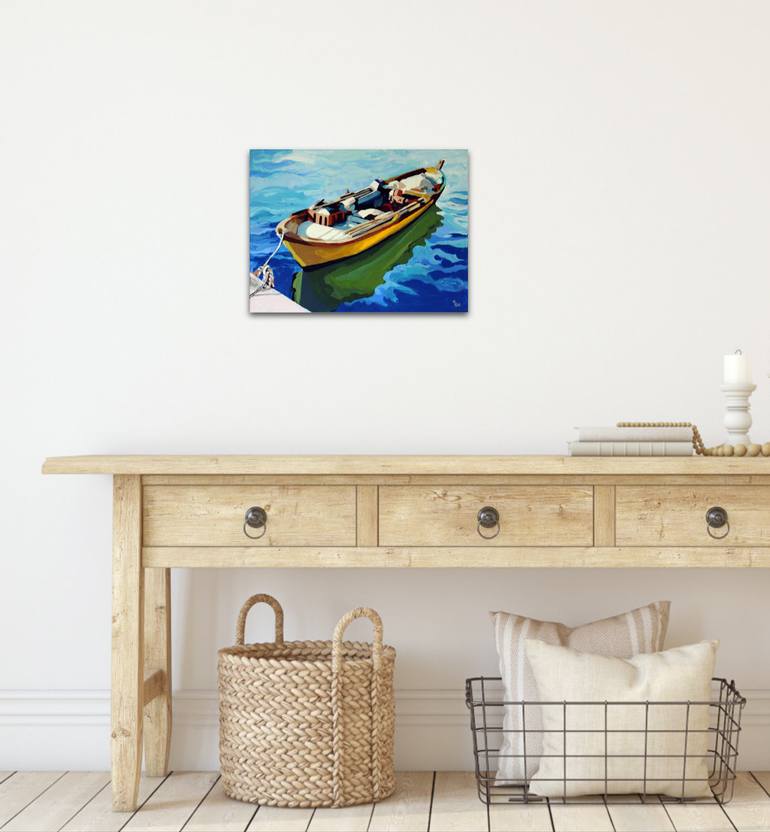 Original Impressionism Boat Painting by Melinda Patrick