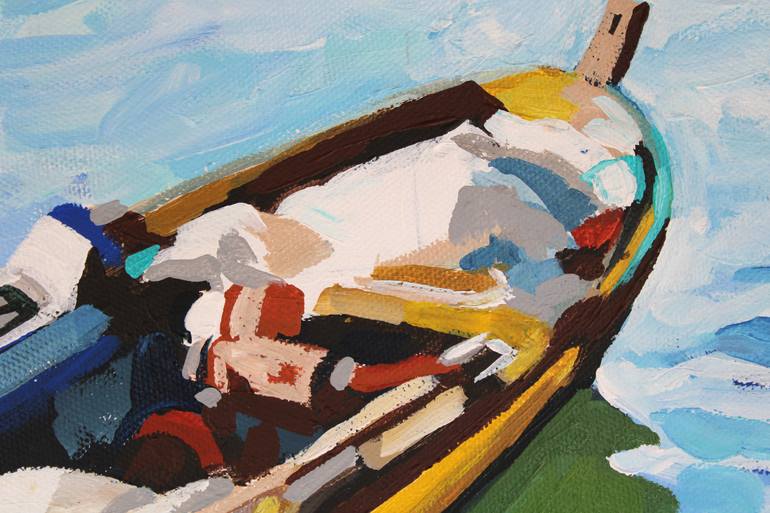 Original Impressionism Boat Painting by Melinda Patrick