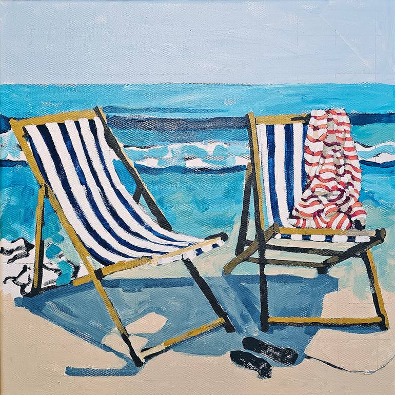 Original Impressionism Beach Painting by Melinda Patrick