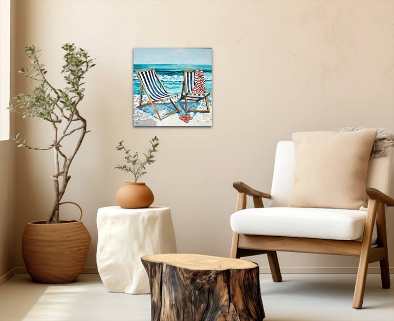 Original Impressionism Beach Painting by Melinda Patrick