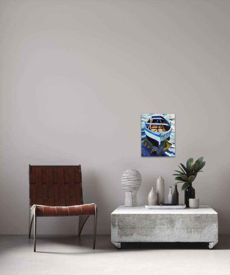 Original Impressionism Boat Painting by Melinda Patrick