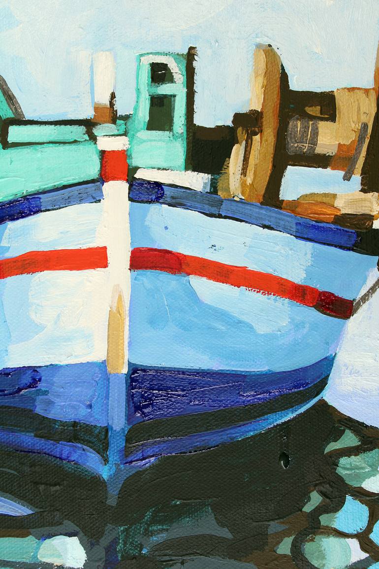 Original Impressionism Boat Painting by Melinda Patrick