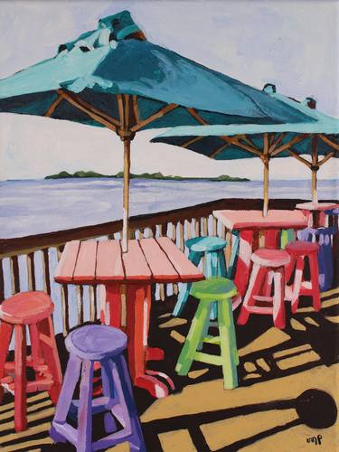 Original Impressionism Beach Painting by Melinda Patrick