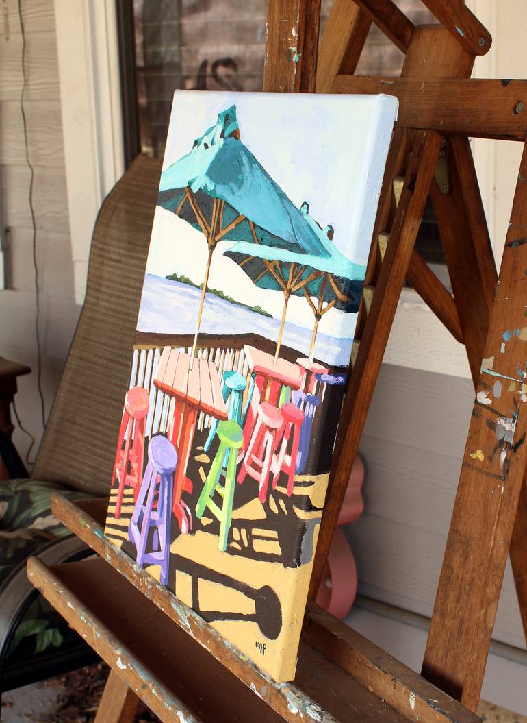 Original Impressionism Beach Painting by Melinda Patrick