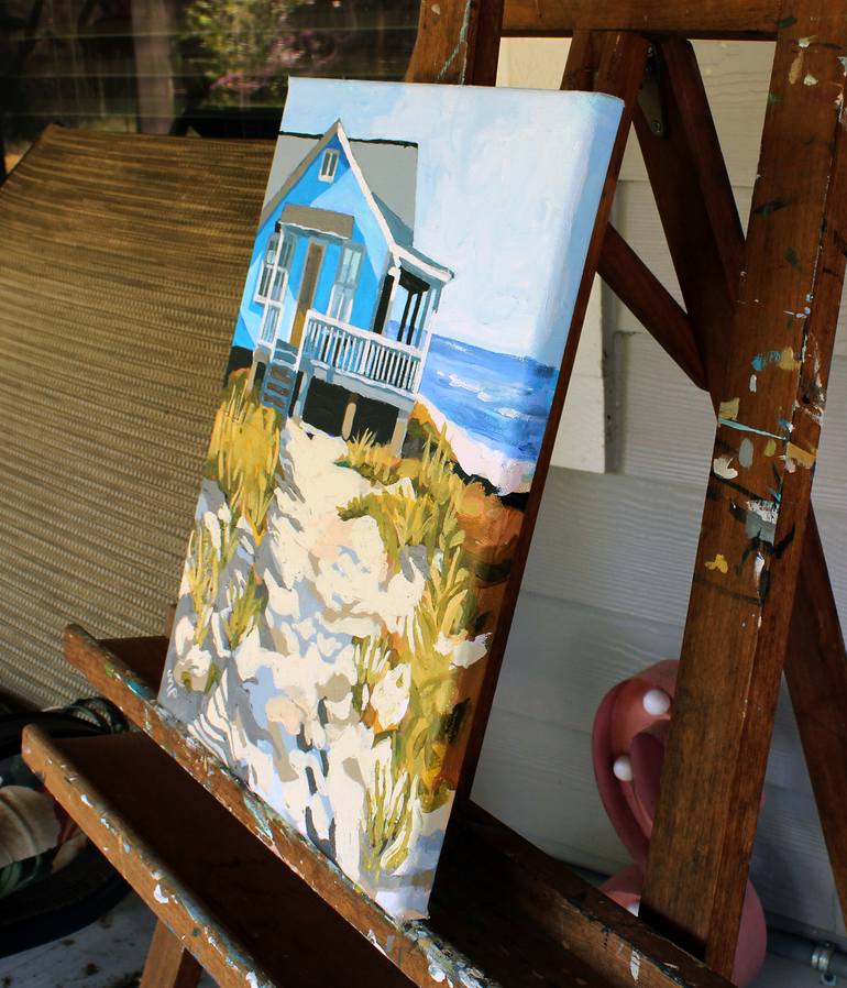 Original Impressionism Beach Painting by Melinda Patrick