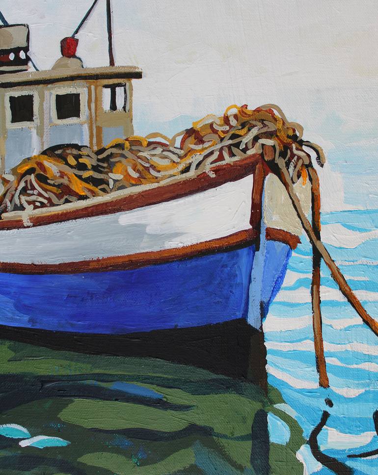 Original Impressionism Boat Painting by Melinda Patrick