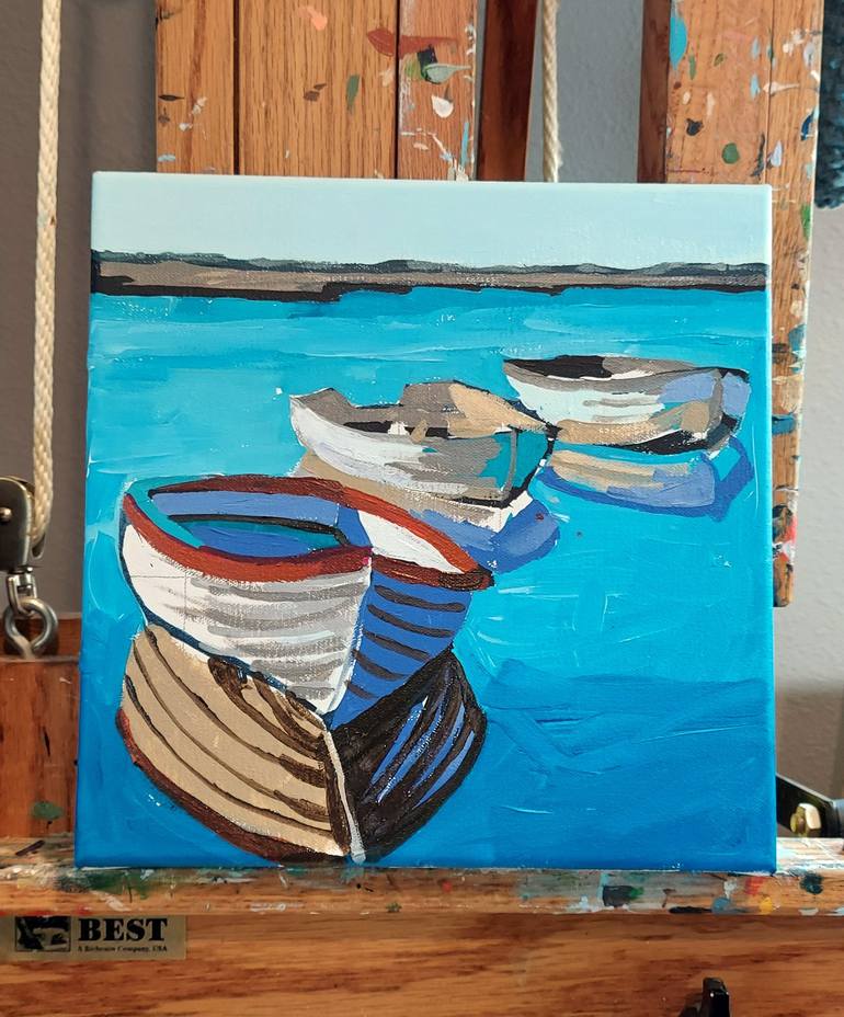 Original Impressionism Boat Painting by Melinda Patrick