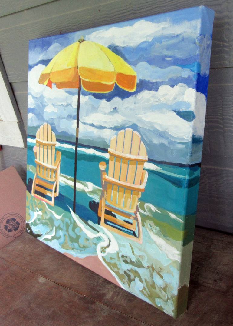 Original Impressionism Beach Painting by Melinda Patrick