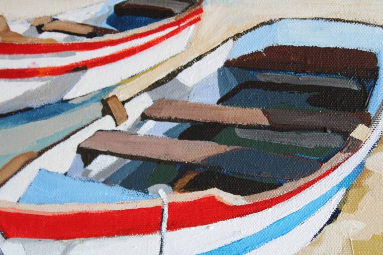 Original Impressionism Boat Painting by Melinda Patrick